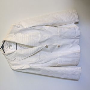 White Pinstripe Banana Republic Blazer Cotton Size 12